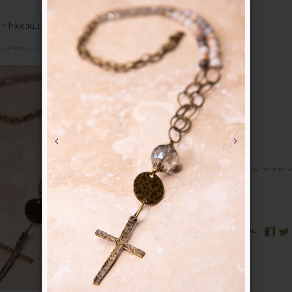 Bohemian “ Rosemary “ Boho Chain Link Necklace with Bronze Cross Pendant R2B